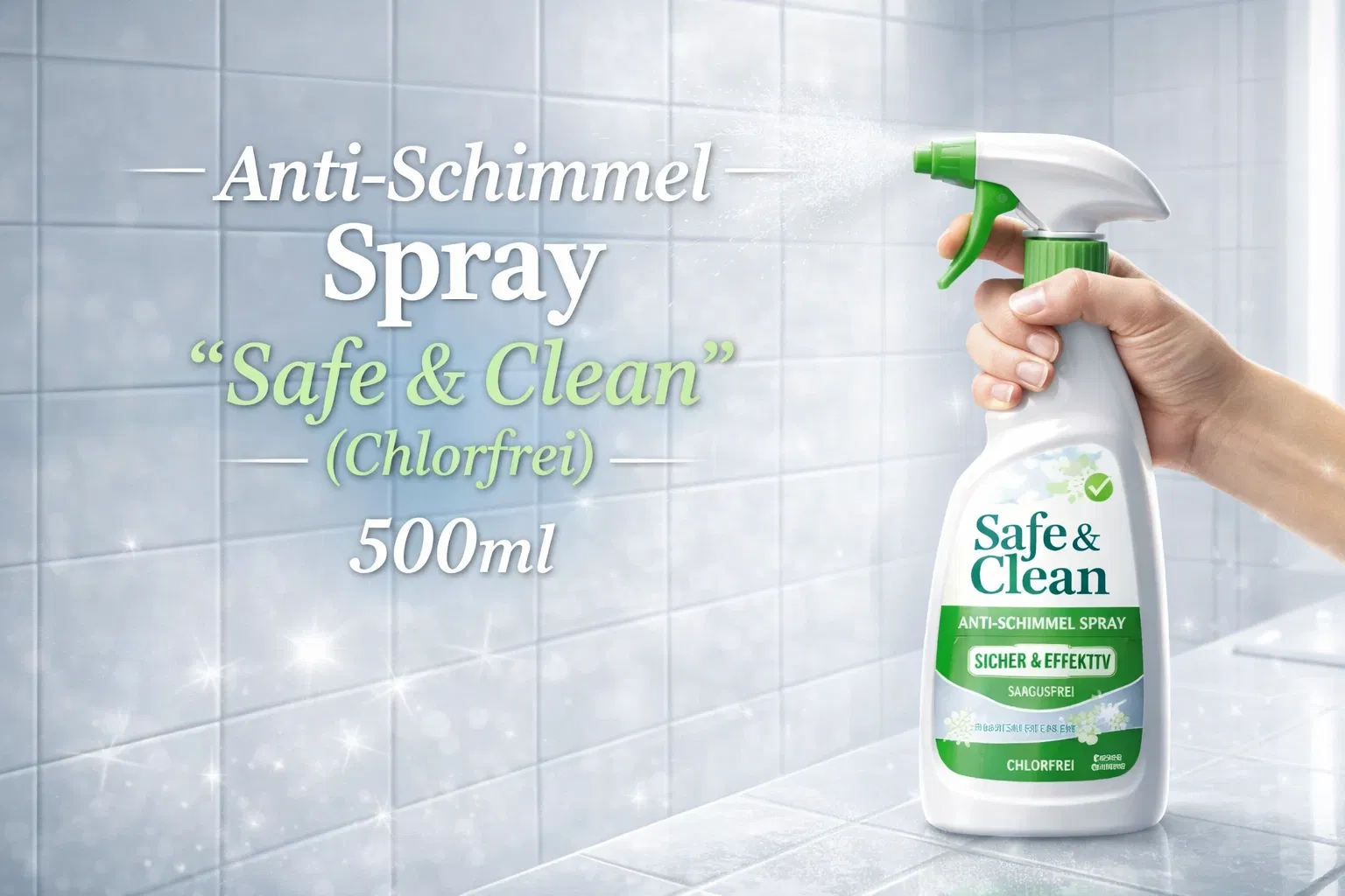 Anti-Schimmel Spray "Safe & Clean" (Chlorfrei) 500ml - Reinigungsprodukt von Clean Augsburg